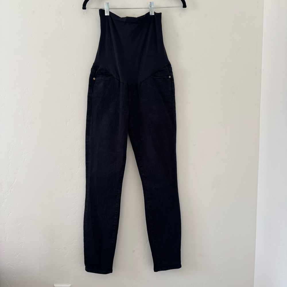 FRAME Maternity Skinny Jeans Noir Black 26 Pregnancy Belly Band Stretch